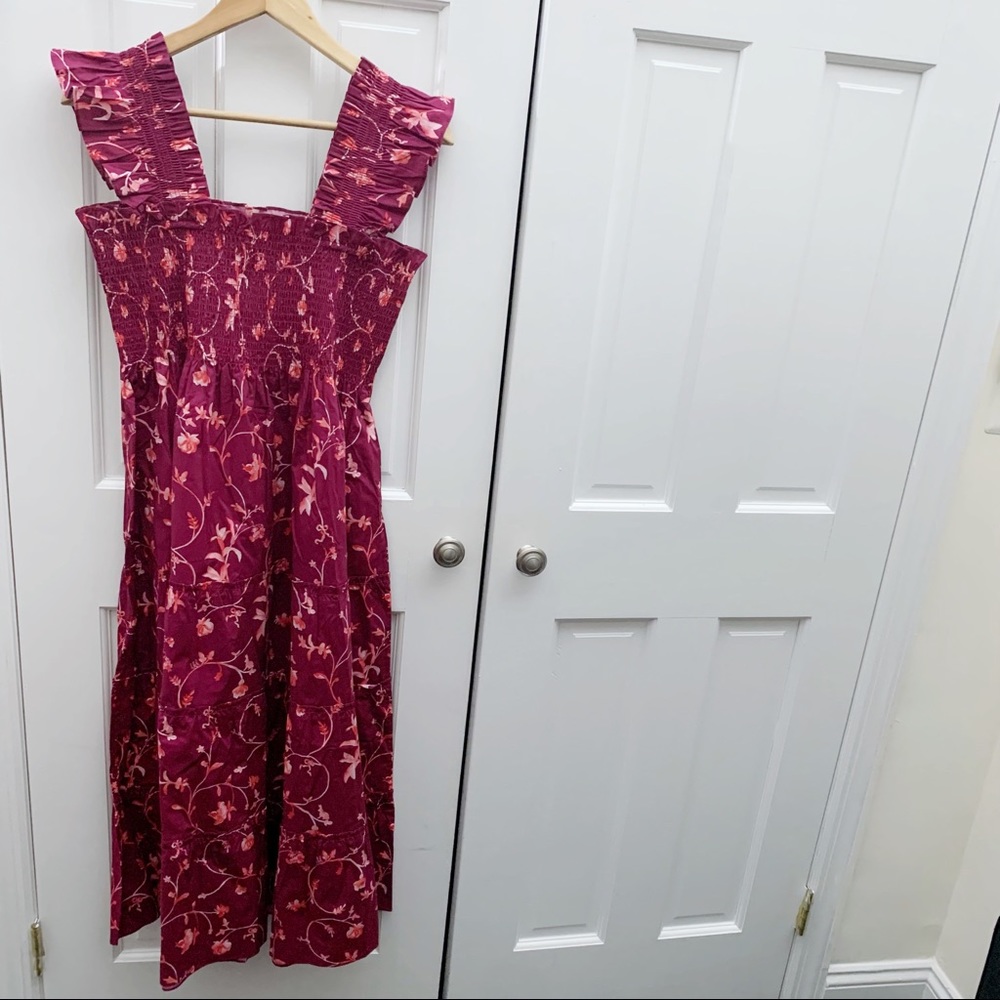 Hill House Home The Ellie Nap Dress in Burgundy Botanical - Picture 4 of 9
